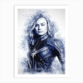 Captain Marvel Drawing Art Print