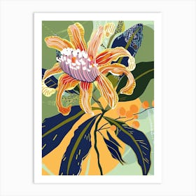 Colourful Flower Illustration Bergamot 1 Art Print