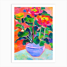 Lotus Floral Abstract Block Colour 2 1 Flower Art Print
