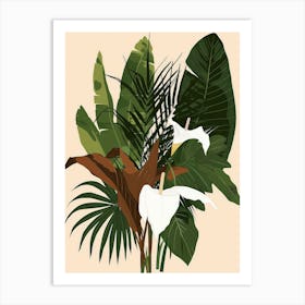 Tropical Leaves In A Vase Art Print