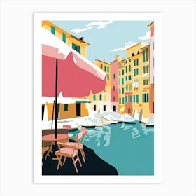 Portofino, Italy, Flat Pastels Tones Illustration 3 Art Print