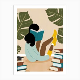 Illustration Of A Girl Reading 1 Art Print