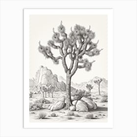  Detailed Drawing Of A Joshua Tree At Dawn In Desert 3 Art Print