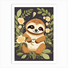 Baby Animal Illustration  Sloth 2 Art Print