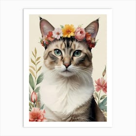 Balinese Javanese Cat With Flower Crown (24) Art Print