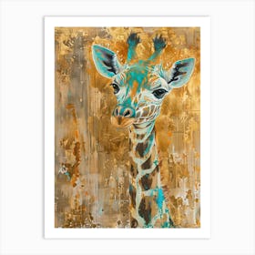 Baby Giraffe Gold Effect Collage 3 Art Print