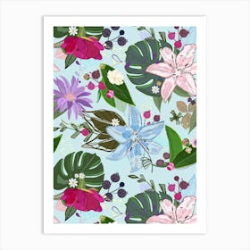 Lily, Rose And Bud Art Print