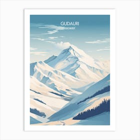 Poster Of Gudauri   Georgia, Ski Resort Illustration 3 Art Print