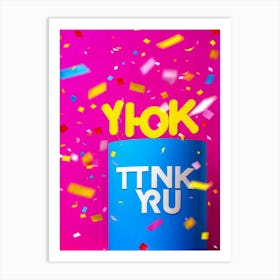 A Vibrant Graphic Design Featuring A Three Dimensional Lettering Thank You Floating Amidst Confe (2) Art Print