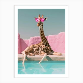 Giraffe In Pink Sunglasses Art Print