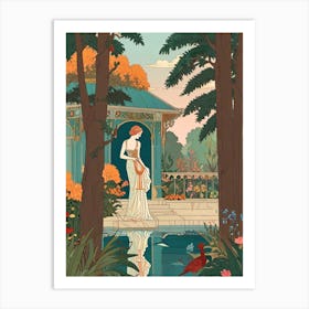 Lady By The Pond Art Print