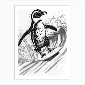 African Penguin Surfing Waves 3 Art Print