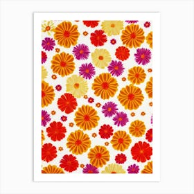 Marigold Floral Print Warm Tones1 Flower Art Print