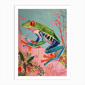 Floral Animal Painting Red Eyed Tree Frog 4 Art Print