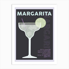 Grey Margarita Cocktail Art Print