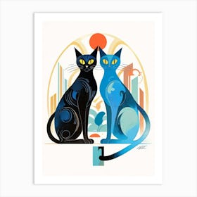 Blue Cats Art Print