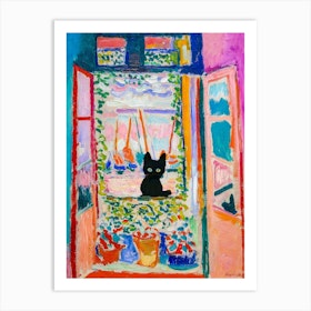 Matisse  Inspired  Open Window Cat Art Print