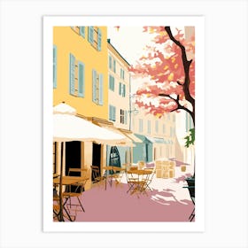 Aix En Povence, France, Flat Pastels Tones Illustration 4 Art Print