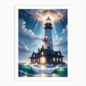 A Lighthouse In The Middle Of The Ocean 80 Art Print