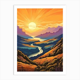 Kepler Track New Zealand 2 Vintage Travel Illustration Art Print