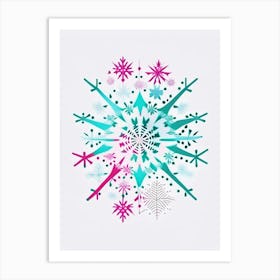 Irregular Snowflakes, Snowflakes, Minimal Line Drawing 2 Art Print