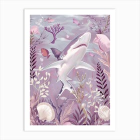 Purple Blacktip Reef Shark Illustration 3 Art Print