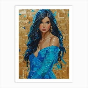 Woman In Blue Dress 1 Art Print