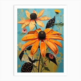Surreal Florals Black Eyed Susan 1 Flower Painting Art Print
