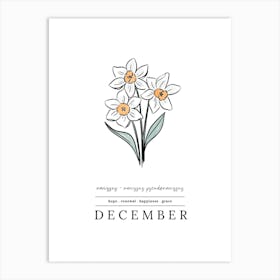 December Narcissus Birth Flower 2 Art Print