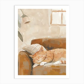 Cat Sleeping On Couch 5 Art Print