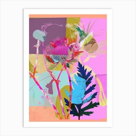 Queen Anne S Lace 4 Neon Flower Collage Art Print