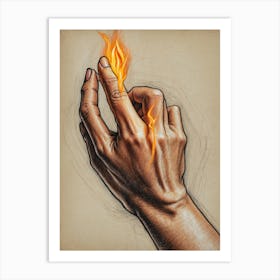 Flaming Hand Art Print