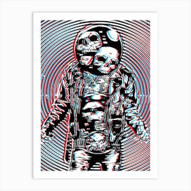 Cosmic Skull Astronaut In Hypnotic Art Print