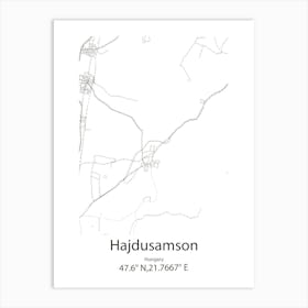 Hajdusamson,Hungary Minimalist Map Art Print