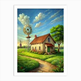 Farm House In The Countryside Art Print