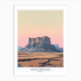 Mount Roraima Venezuela Brazil Color Line Drawing 8 Poster Art Print