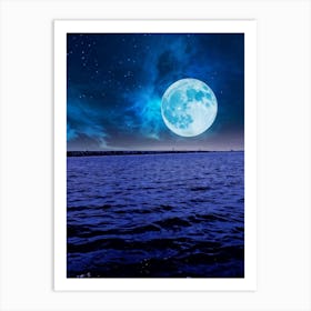 Abstract Dream Astronomy Landscape Celestial Ocean Cloud Halloween Light Moon Full Moon W (31) Art Print