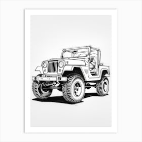 Jeep Wrangler Line Drawing 18 Art Print