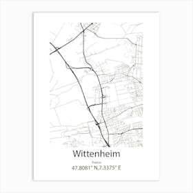 Wittenheim,France Minimalist Map Art Print