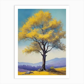 Painting Of A Tree, Yellow, Purple (13) Art Print