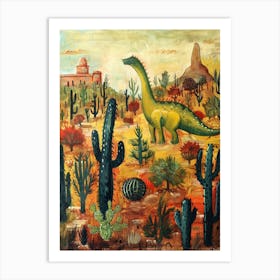 Abstract Dinosaur In The Desert Painting 4 Art Print