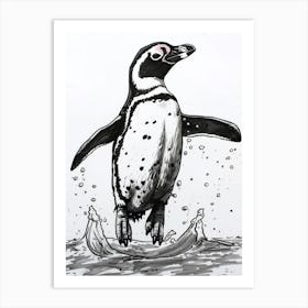 African Penguin Jumping Out Of Water 1 Art Print