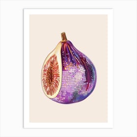 Disco Ball Fig Art Disco Poster Trendy Aesthetic Art Food Kitchen Art Print