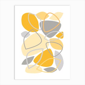 Mid Century Modern Abstract 23 Grey, Yellow Art Print