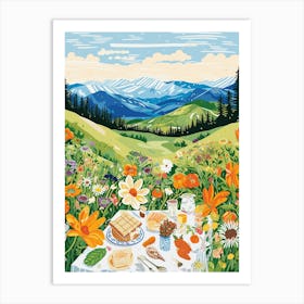Spring Picnic With Flowers Art Print
