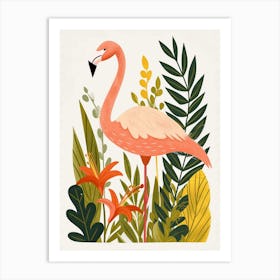 Jamess Flamingo And Heliconia Minimalist Illustration 4 Art Print