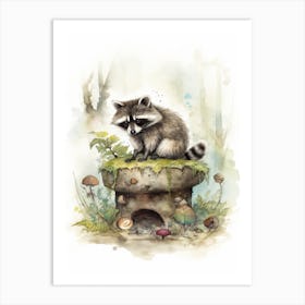 A Forest Raccoon Watercolour Illustration Storybook 1 Art Print
