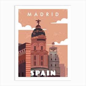 Madrid, Spain — Retro travel minimalist poster Art Print