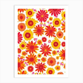 Sunflower Floral Print Warm Tones 1 Flower Art Print