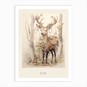 Beatrix Potter Inspired  Animal Watercolour Elk 1 Art Print